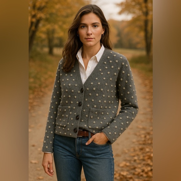 Madewell Sweaters - Madewell Texture and Thread Gray Bobble cardigan wool blend cozy preppy xs